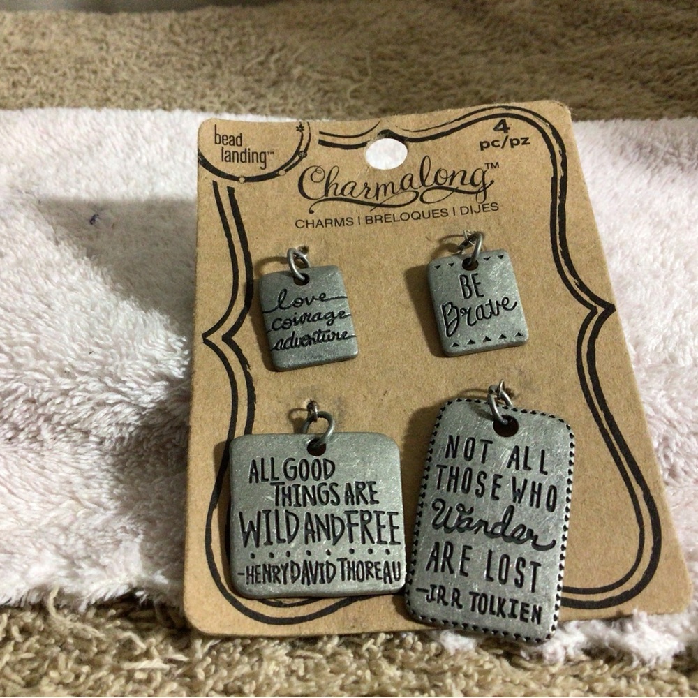 Inspirational Quote Charm Set - Antique Silver